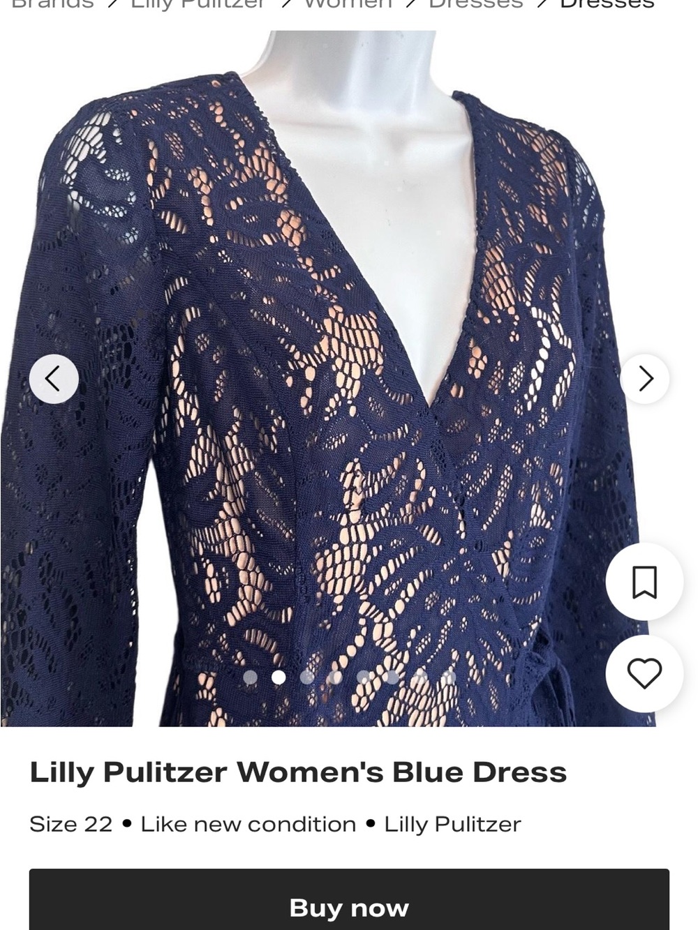 Lilly Pulitzer Tiki Wrap Romper size medium Navy Blue Lace - Picture 6 of 6